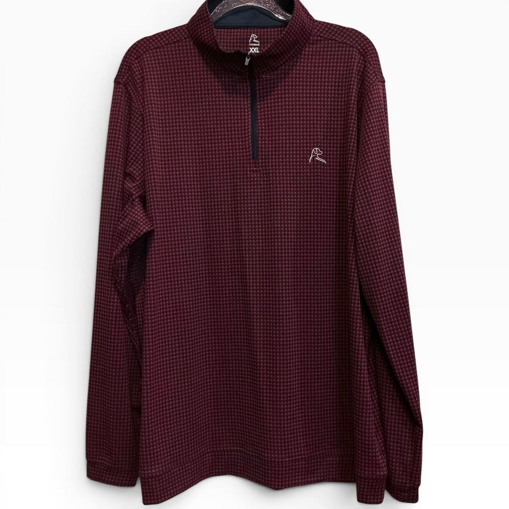 Rhoback Peak Jacquard Performance Quarter Zip Shirt Maroon Houndstooth Size XXL